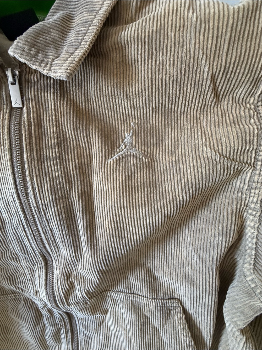 Jordan Men's Corduroy Accessory in Tan with Silver Jumpman Zipper - Picture 3 of 7
